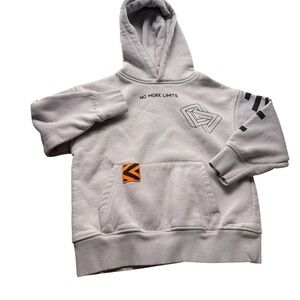 Zara Kids Light Gray Hoodie with Graphic Accents Size 7
